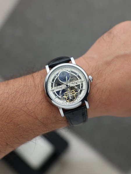 ساعة باتيك فيليب رجالي جلد نبض اوتوماتيك (ساعة + علبة فخمة)