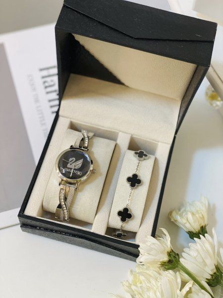 طقم ستاتي (ساعة سوارفسكي ستاتي + اسوارة )