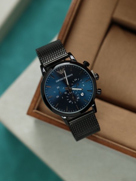 ساعة ارماني رجالي (ساعة + علبة فخمة)